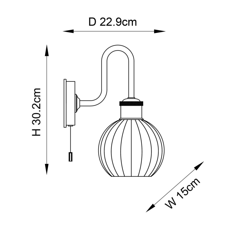 Endon 95507 - Badkamer wandlamp KENDALL 1xE27/10W/230V IP44 messing