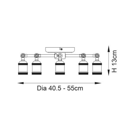 Endon 97244 - Spot HAL 5xE27/10W/230V laiton