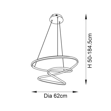 Endon 97632 - LED-kroonluchter aan kabel DUNE LED/47,5W/230V 3000K zwart
