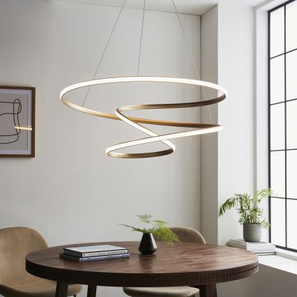 Endon 97639 - Dimbare LED-kroonluchter aan kabel TWIRL LED/88W/230V 3000K goudkleurig