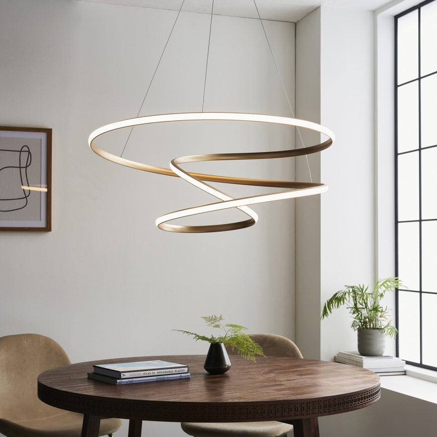 Endon 97639 - Dimbare LED-kroonluchter aan kabel TWIRL LED/88W/230V 3000K goudkleurig