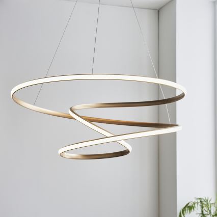 Endon 97639 - Dimbare LED-kroonluchter aan kabel TWIRL LED/88W/230V 3000K goudkleurig