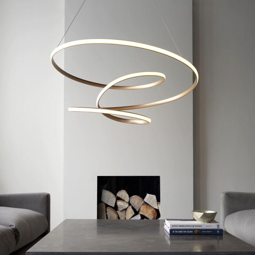 Endon 97639 - Dimbare LED-kroonluchter aan kabel TWIRL LED/88W/230V 3000K goudkleurig