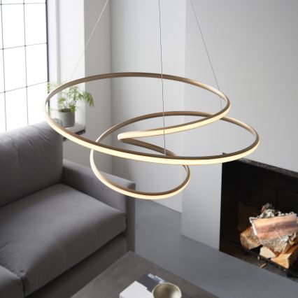 Endon 97639 - Dimbare LED-kroonluchter aan kabel TWIRL LED/88W/230V 3000K goudkleurig