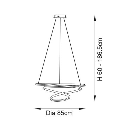 Endon 97639 - Dimbare LED-kroonluchter aan kabel TWIRL LED/88W/230V 3000K goudkleurig