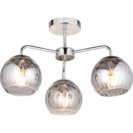 Endon 97971 - Opbouwplafondlamp DIMPLE 3xE14/25W/230V glanzend chroom/rookgrijs