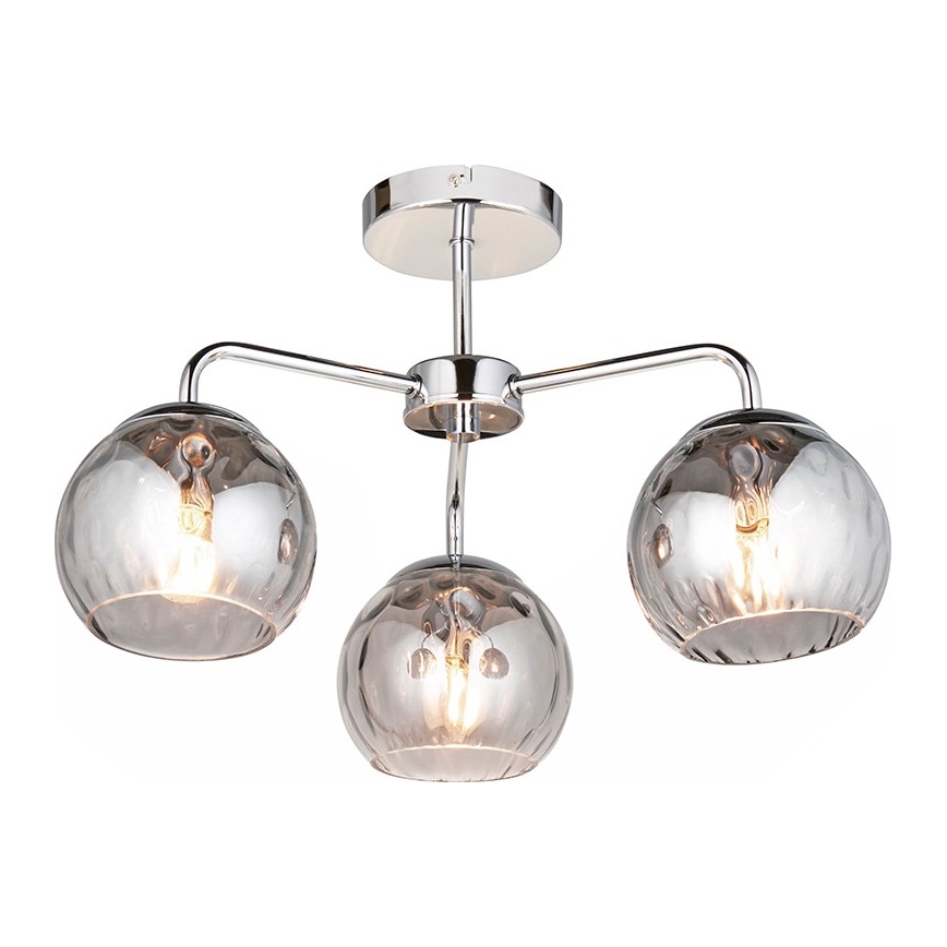 Endon 97971 - Plafonnier DIMPLE 3xE14/25W/230V chrome brillant/gris fumé