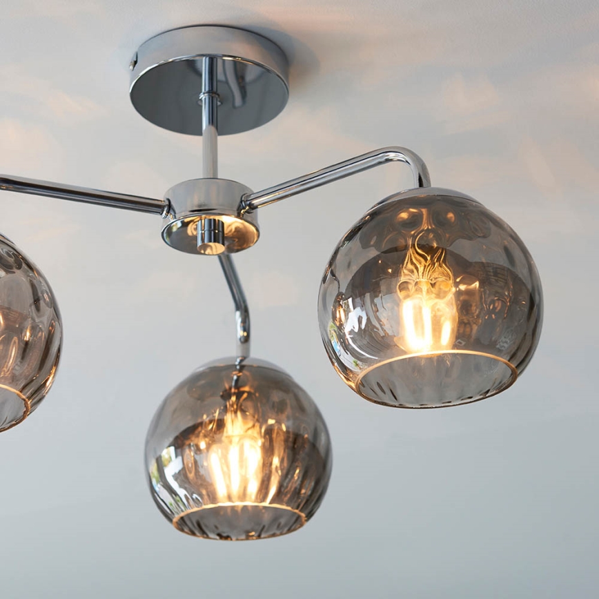 Endon 97971 - Plafonnier DIMPLE 3xE14/25W/230V chrome brillant/gris fumé