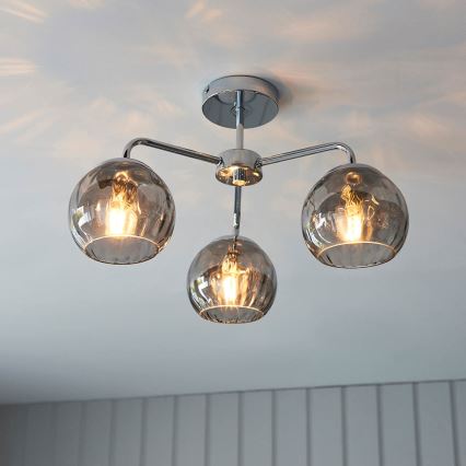 Endon 97971 - Plafonnier DIMPLE 3xE14/7W/230V, chrome brillant / gris fumé