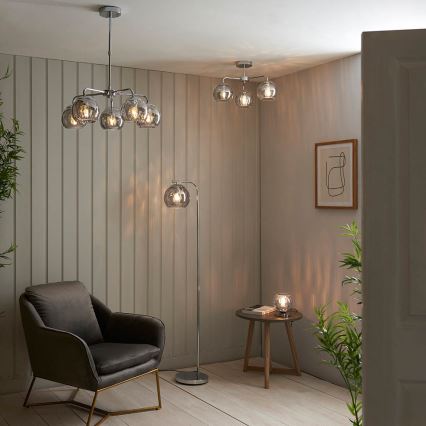 Endon 97971 - Plafonnier DIMPLE 3xE14/7W/230V, chrome brillant / gris fumé