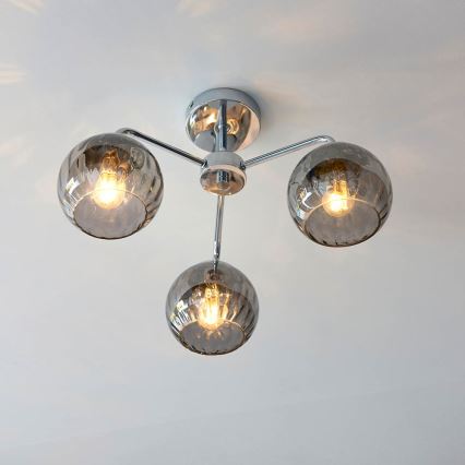 Endon 97971 - Plafonnier DIMPLE 3xE14/7W/230V, chrome brillant / gris fumé