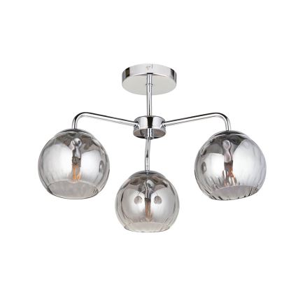Endon 97971 - Plafonnier DIMPLE 3xE14/7W/230V, chrome brillant / gris fumé