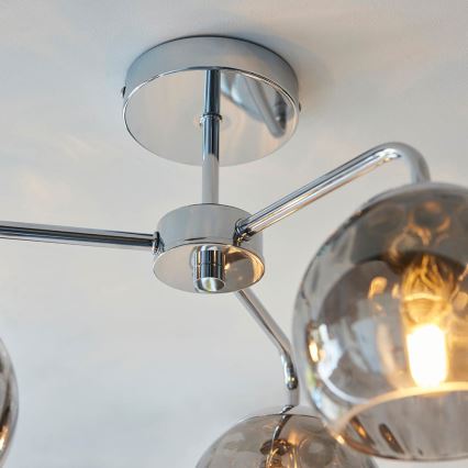 Endon 97971 - Plafonnier DIMPLE 3xE14/7W/230V, chrome brillant / gris fumé
