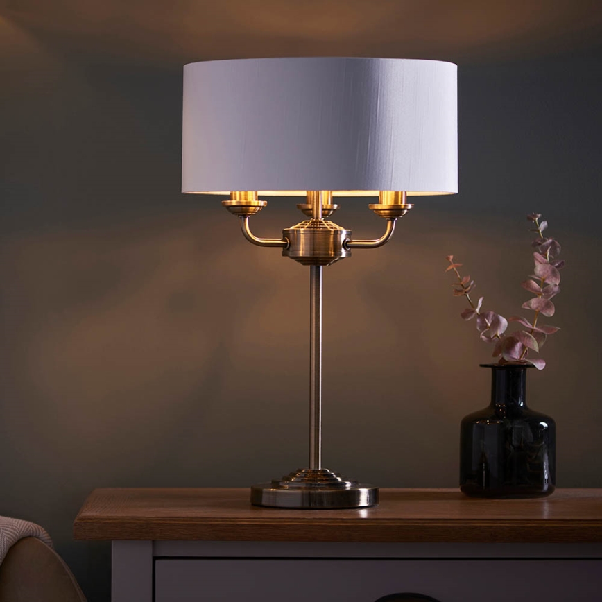 Endon 98932 - Lampe de table HIGHCLERE 3xE14/18W/230V blanche/laiton Ø 32 cm