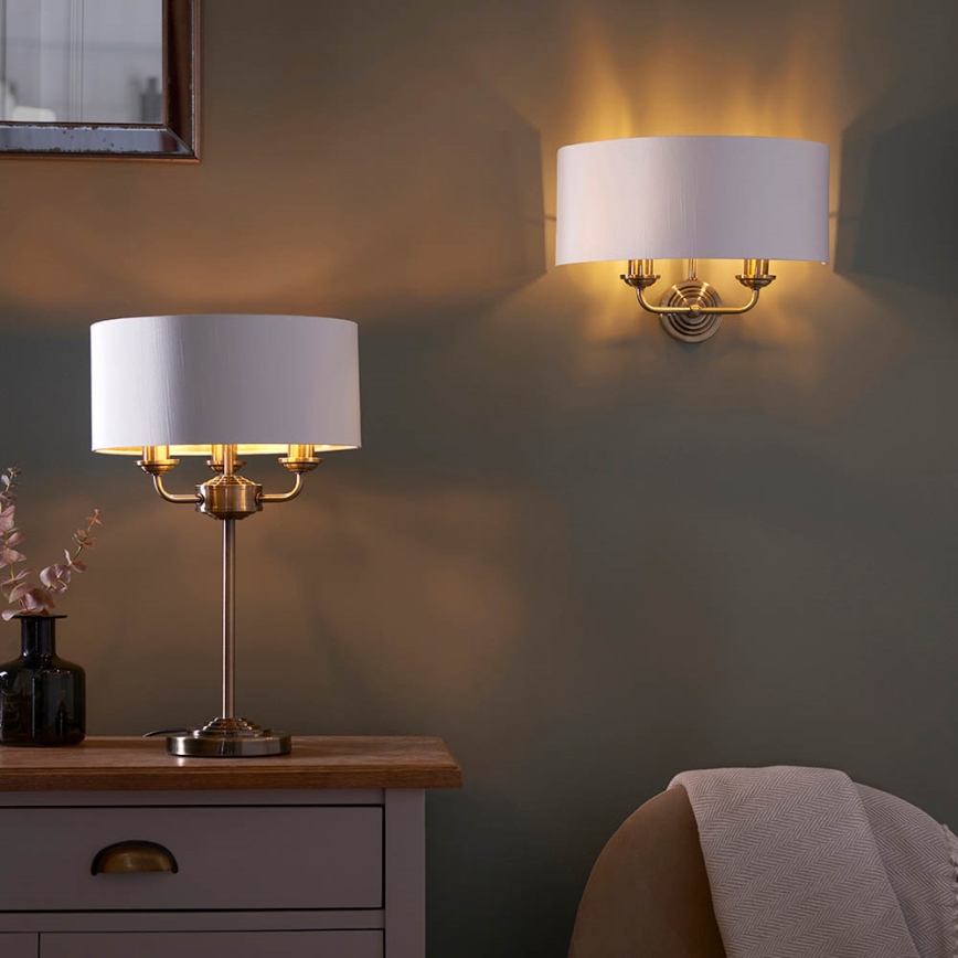 Endon 98932 - Lampe de table HIGHCLERE 3xE14/18W/230V blanche/laiton Ø 32 cm