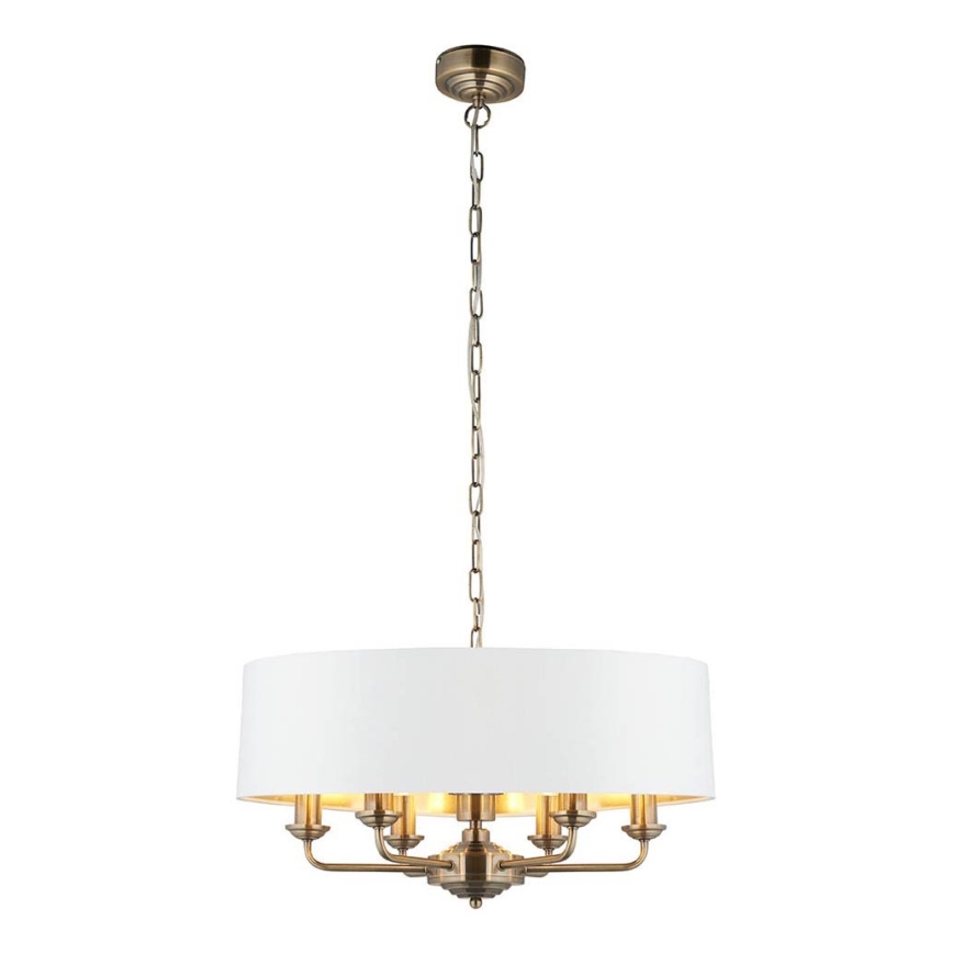 Endon 98933 - Suspension chaîne HIGHCLERE 6xE14/40W/230V blanc/laiton