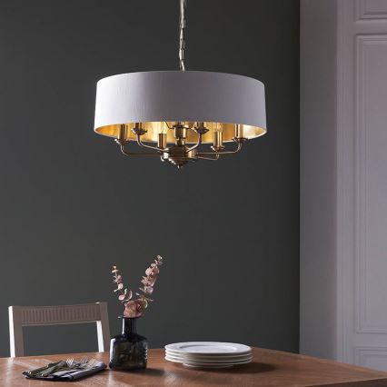 Endon 98933 - Suspension chaîne HIGHCLERE 6xE14/40W/230V blanc/laiton