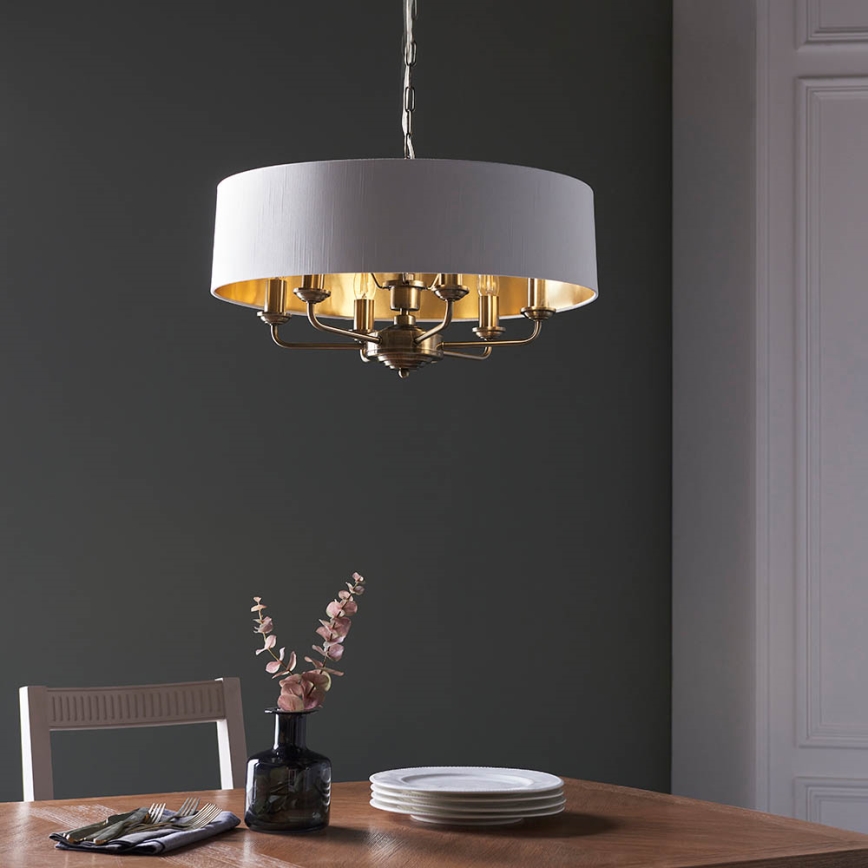 Endon 98933 - Suspension chaîne HIGHCLERE 6xE14/40W/230V blanc/laiton