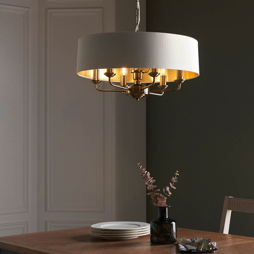 Endon 98933 - Suspension chaîne HIGHCLERE 6xE14/40W/230V blanc/laiton