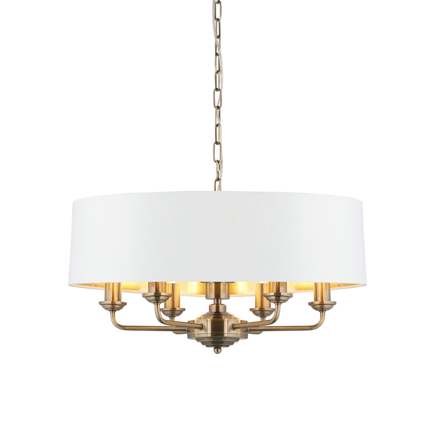Endon 98933 - Suspension chaîne HIGHCLERE 6xE14/40W/230V blanc/laiton