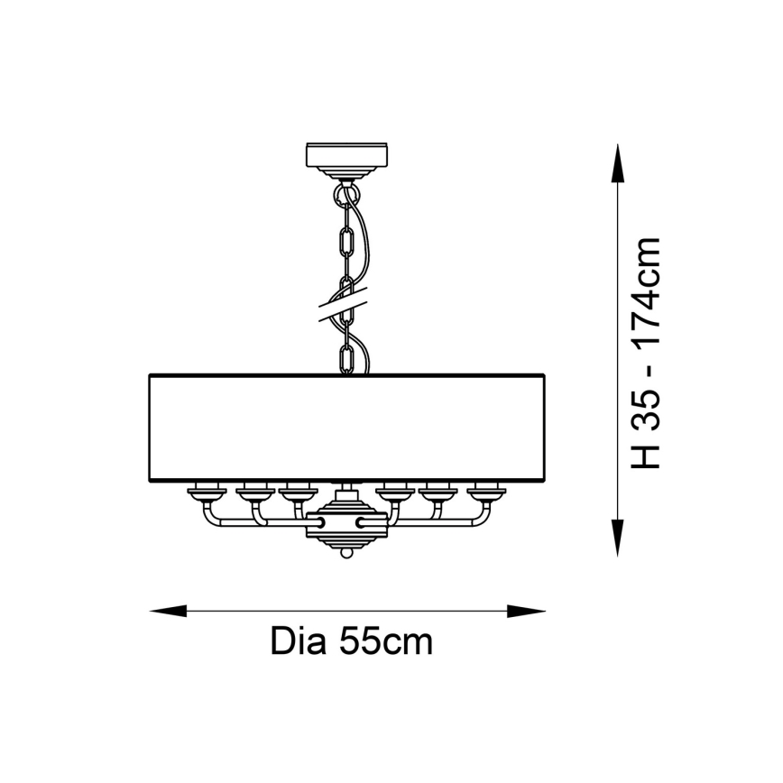 Endon 98933 - Suspension chaîne HIGHCLERE 6xE14/40W/230V blanc/laiton
