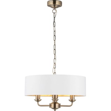 Endon 98934 - Hanglamp aan een ketting HIGHCLERE 3xE14/40W/230V wit/messing