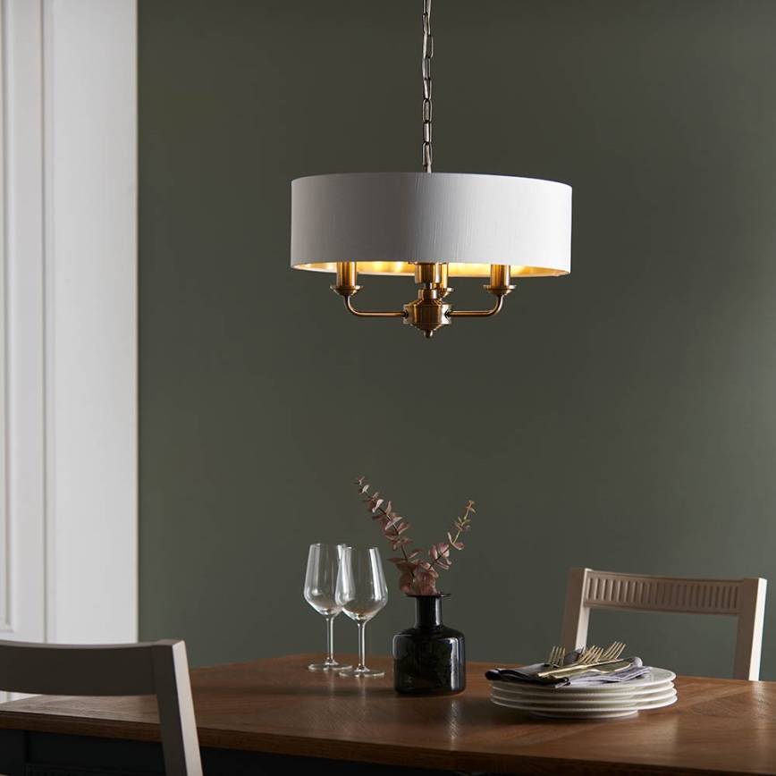Endon 98934 - Suspension chaîne HIGHCLERE 3xE14/40W/230V blanc/laiton