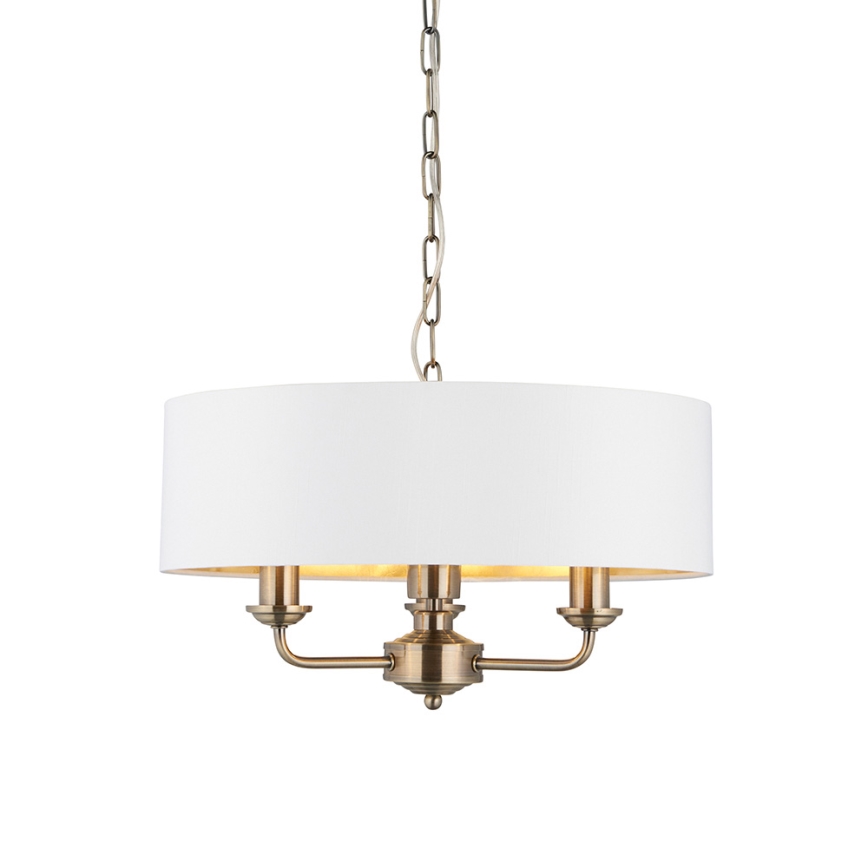 Endon 98934 - Suspension chaîne HIGHCLERE 3xE14/40W/230V blanc/laiton