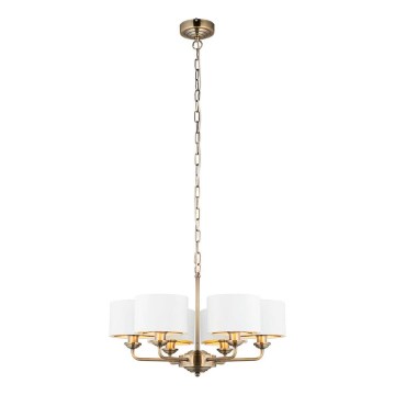 Endon 98936 - Suspension chaîne HIGHCLERE 6xE14/28W/230V blanc/laiton