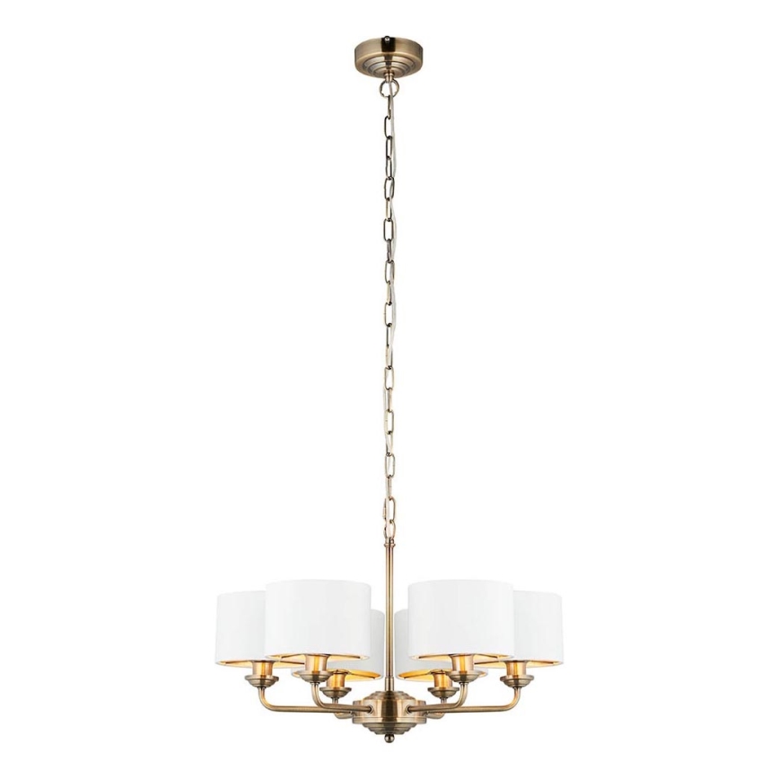 Endon 98936 - Suspension chaîne HIGHCLERE 6xE14/28W/230V blanc/laiton