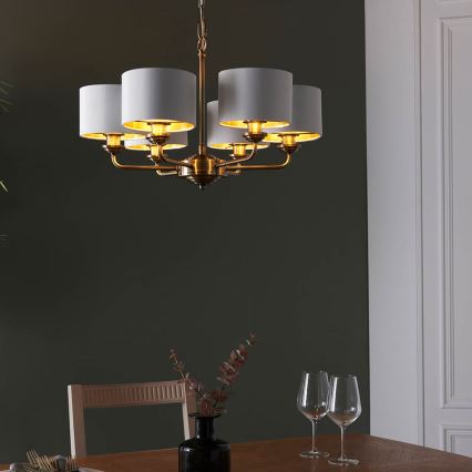 Endon 98936 - Suspension chaîne HIGHCLERE 6xE14/28W/230V blanc/laiton