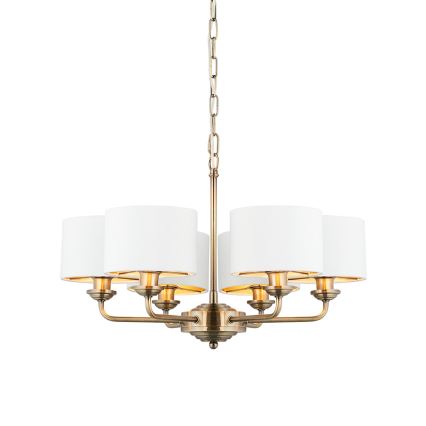 Endon 98936 - Suspension chaîne HIGHCLERE 6xE14/28W/230V blanc/laiton