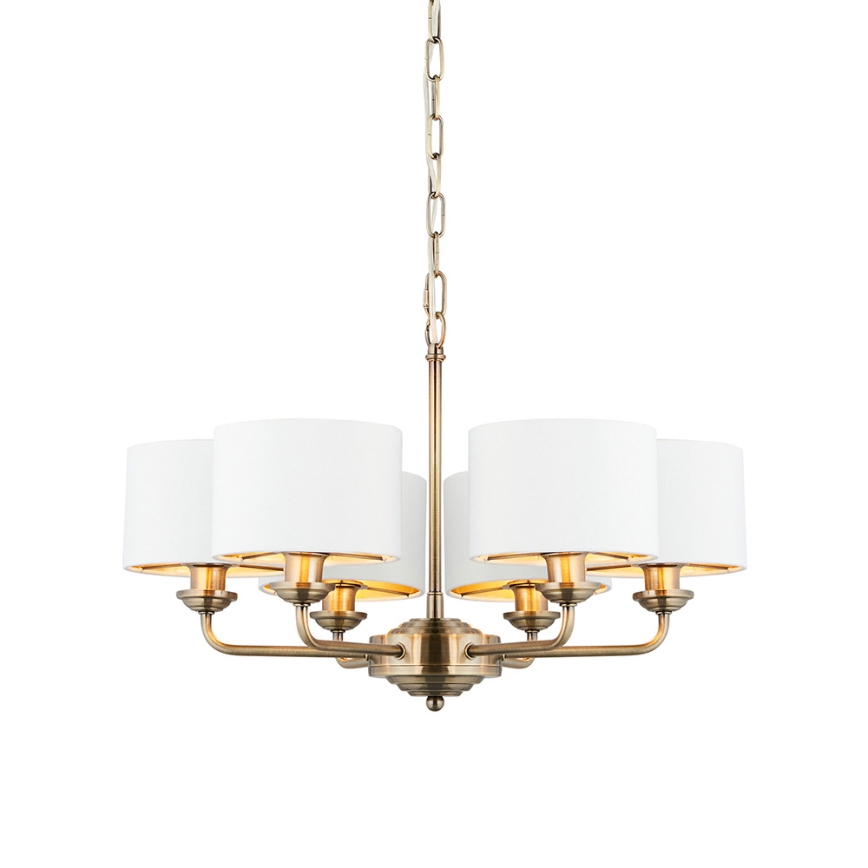 Endon 98936 - Suspension chaîne HIGHCLERE 6xE14/28W/230V blanc/laiton