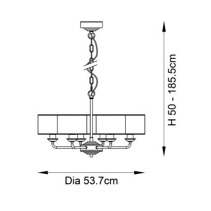 Endon 98936 - Suspension chaîne HIGHCLERE 6xE14/28W/230V blanc/laiton