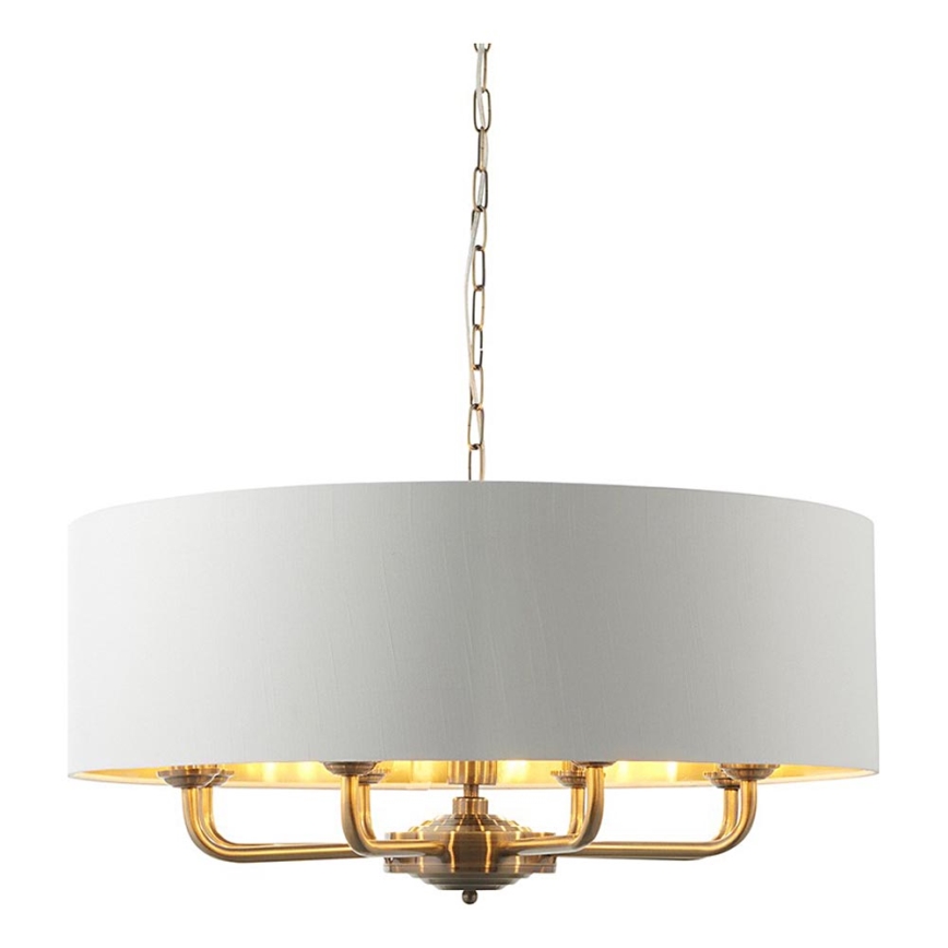 Endon 98938 - Kroonluchter aan ketting HIGHCLERE 8xE14/40W/230V Ø 70 cm wit/messing