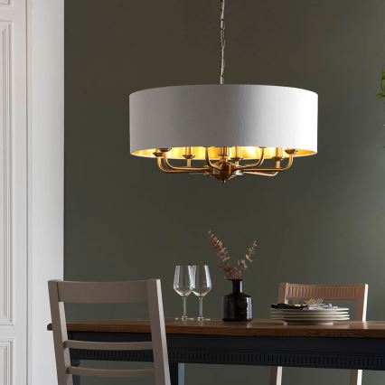 Endon 98938 - Kroonluchter aan ketting HIGHCLERE 8xE14/40W/230V Ø 70 cm wit/messing