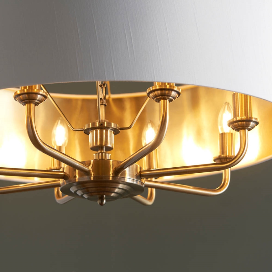 Endon 98938 - Kroonluchter aan ketting HIGHCLERE 8xE14/40W/230V Ø 70 cm wit/messing
