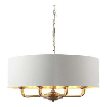 Endon 98938 - Lustre suspendu sur chaîne HIGHCLERE 8xE14/40W/230V Ø 70 cm blanc/laiton