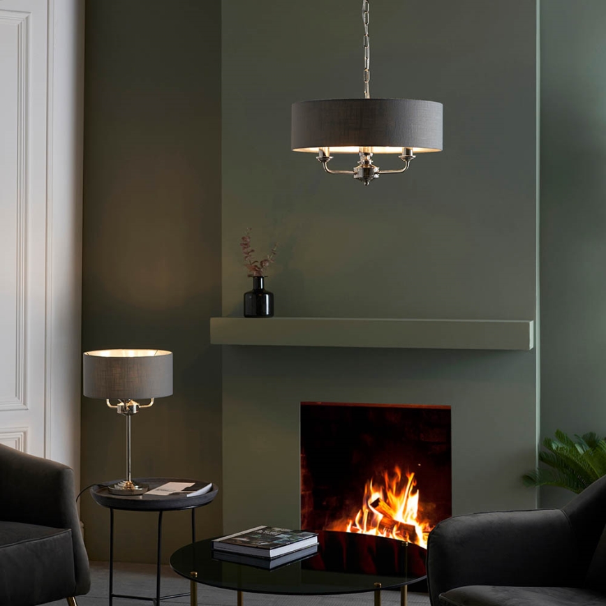 Endon 99149 - Lampe de table HIGHCLERE 3xE14/18W/230V gris/chrome brillant d. 32 cm