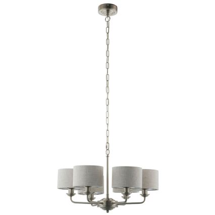 Endon 99151 - Kroonluchter met ketting HIGHCLERE 6xE14/28W/230V grijs/mat chroom Ø 53 cm