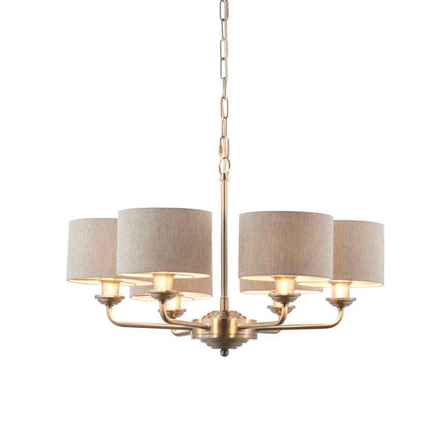 Endon 99151 - Kroonluchter met ketting HIGHCLERE 6xE14/28W/230V grijs/mat chroom Ø 53 cm