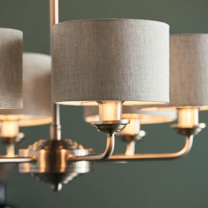 Endon 99151 - Kroonluchter met ketting HIGHCLERE 6xE14/28W/230V grijs/mat chroom Ø 53 cm