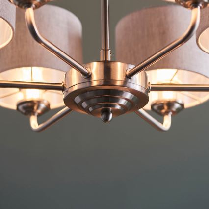 Endon 99151 - Kroonluchter met ketting HIGHCLERE 6xE14/28W/230V grijs/mat chroom Ø 53 cm