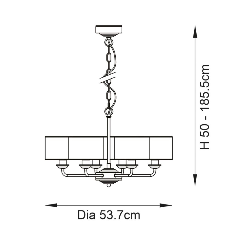 Endon 99151 - Kroonluchter met ketting HIGHCLERE 6xE14/28W/230V grijs/mat chroom Ø 53 cm