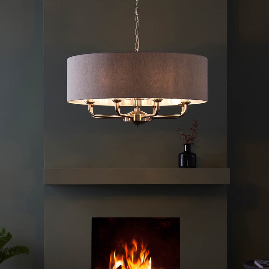 Endon 99152 - Hanglamp aan een ketting HIGHCLERE 8xE14/40W/230V grijs/mat chroom diameter 70 cm