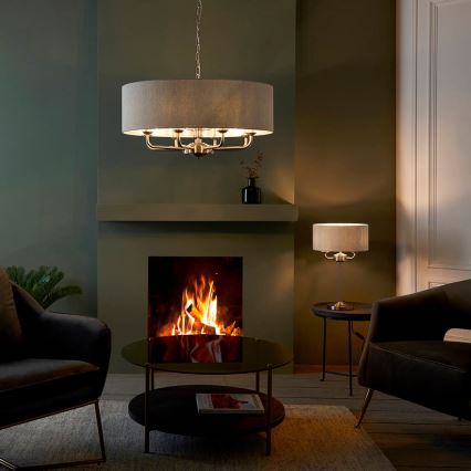 Endon 99152 - Hanglamp aan een ketting HIGHCLERE 8xE14/40W/230V grijs/mat chroom diameter 70 cm