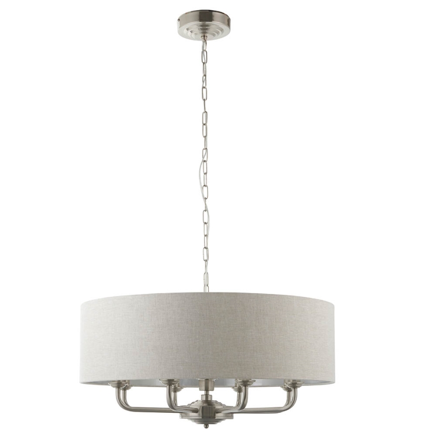 Endon 99152 - Hanglamp aan een ketting HIGHCLERE 8xE14/40W/230V grijs/mat chroom diameter 70 cm
