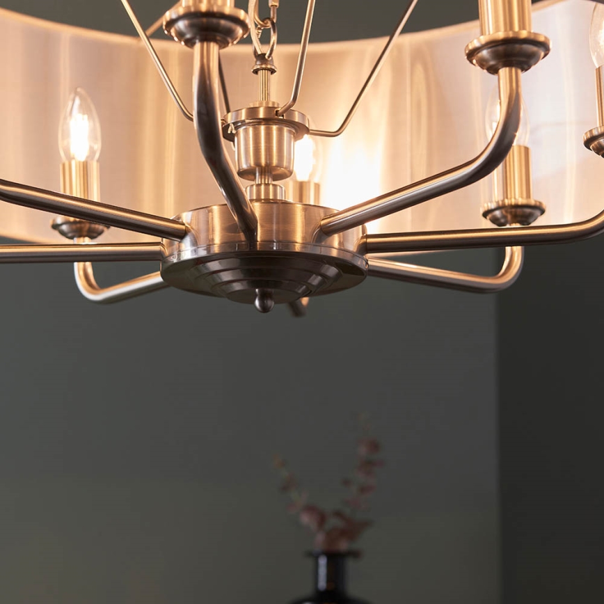 Endon 99152 - Hanglamp aan een ketting HIGHCLERE 8xE14/40W/230V grijs/mat chroom diameter 70 cm
