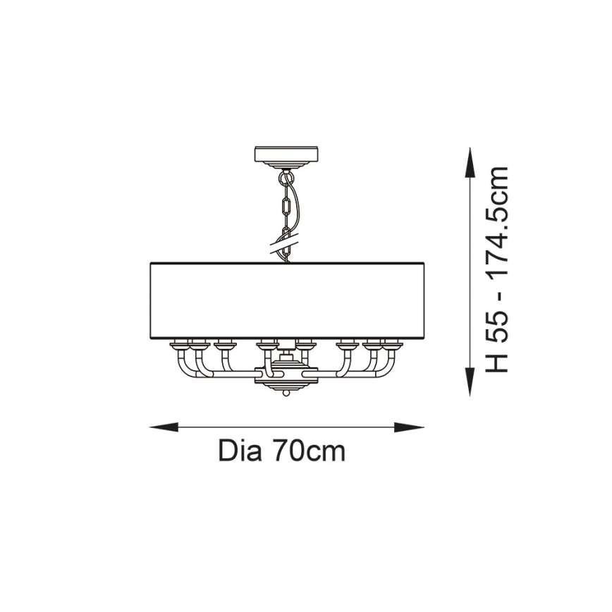 Endon 99152 - Hanglamp aan een ketting HIGHCLERE 8xE14/40W/230V grijs/mat chroom diameter 70 cm