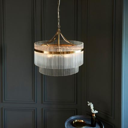 Endon 99166 - Kroonluchter aan ketting MARIETTA 5xE14/7W/230V messing/helder